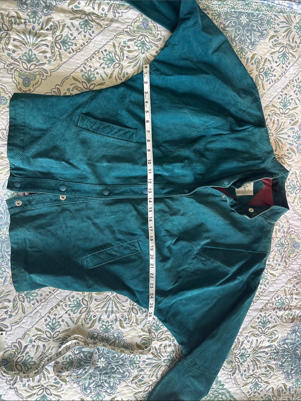 Vintage teal oversized leather lined jacket - Picture 4 of 5